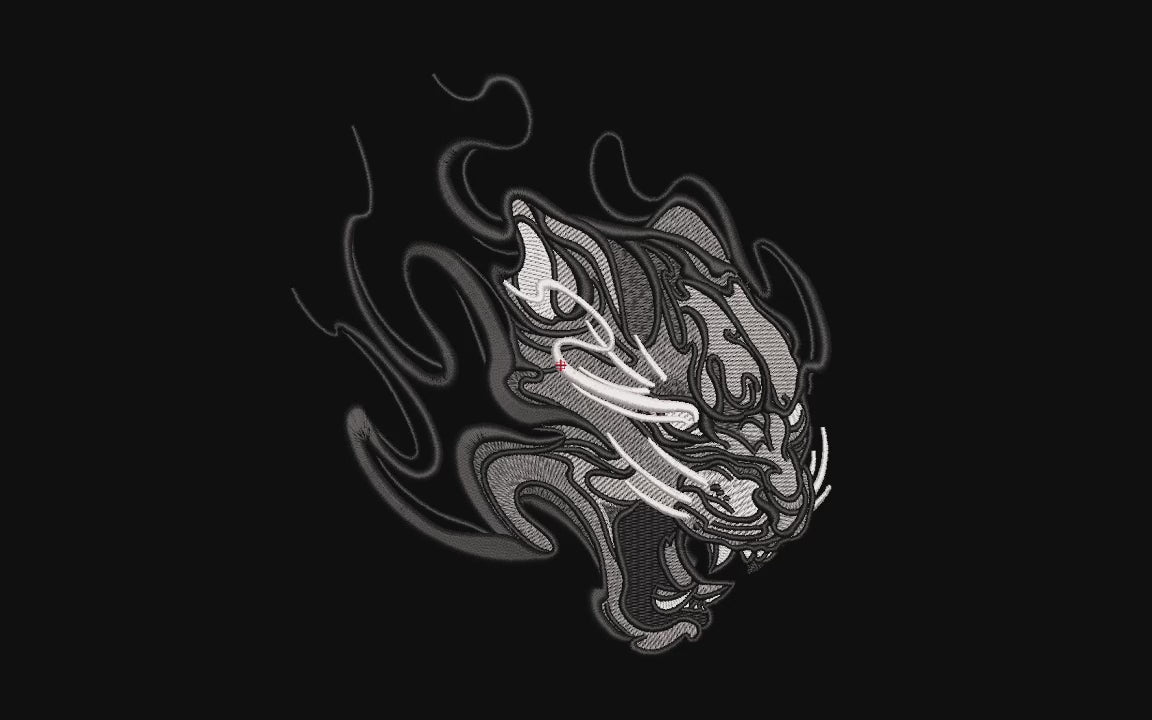 Cyber Tribal Flaming Panther Machine Embroidery Design