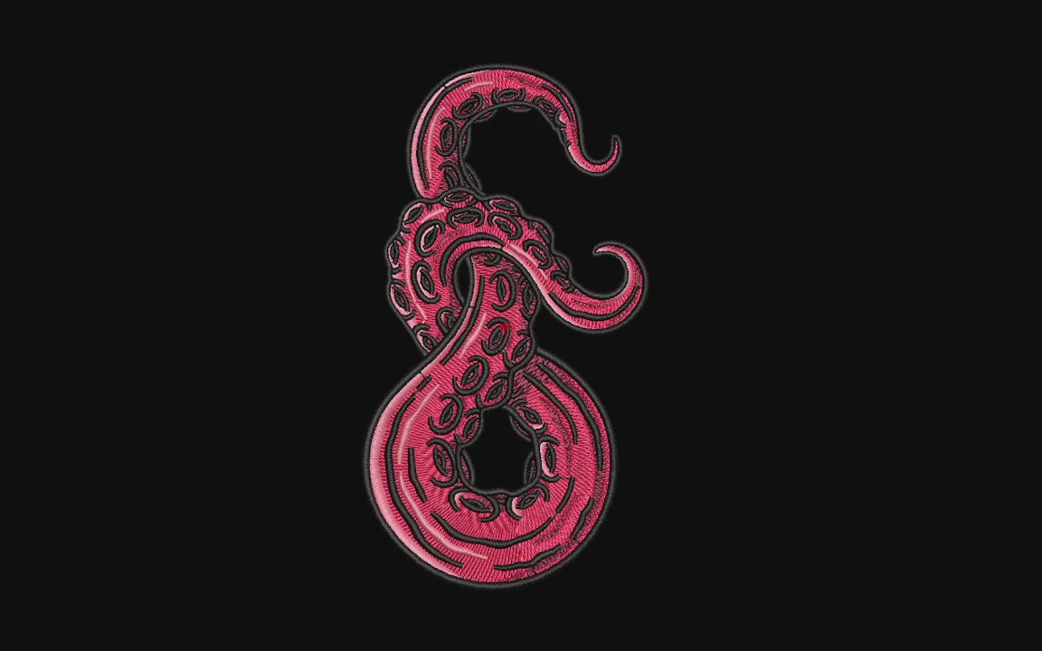 Red Octopus Tentacle Machine Embroidery Design