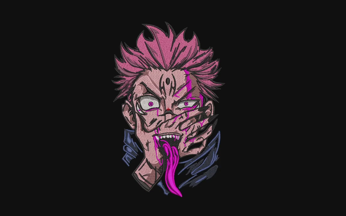 Pink Hair Cursed Sorcerer Machine Embroidery Design