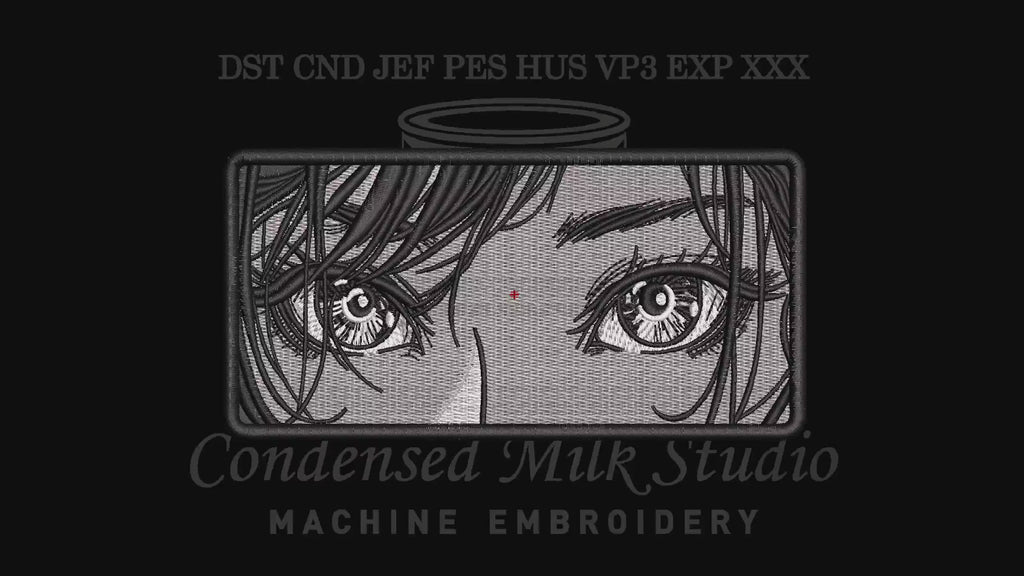 Manga Girl Eyes Box Machine Embroidery Design