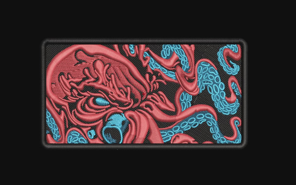 Red Kraken Octopus Machine Embroidery Design