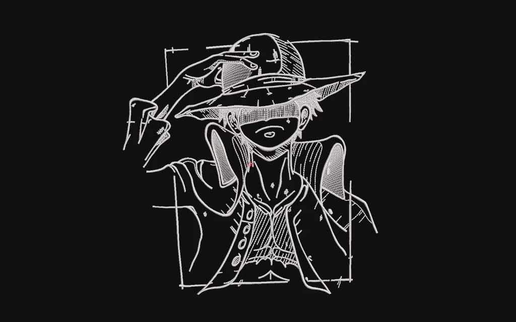 Straw Hat Pirate Captain Machine Embroidery Design