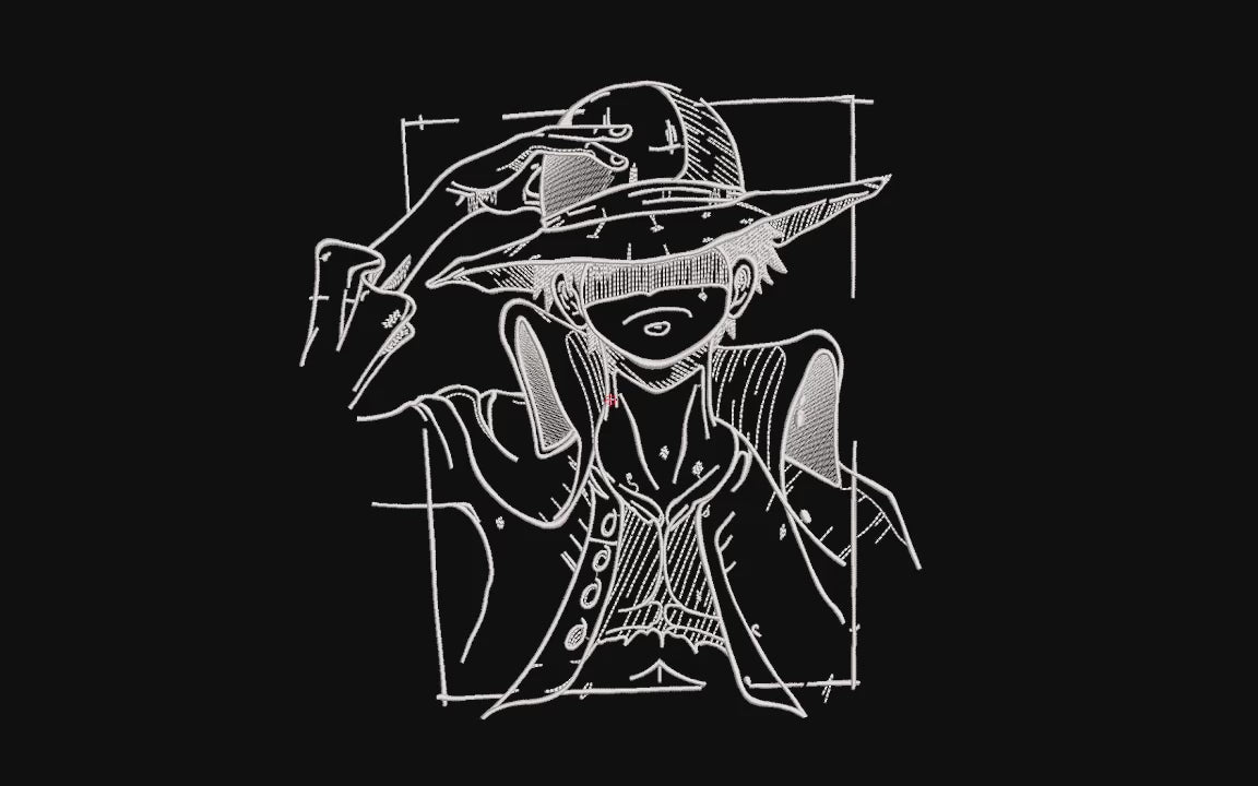 Straw Hat Pirate Captain Machine Embroidery Design