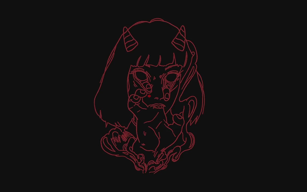 Anime Demon Girl Machine Embroidery Design