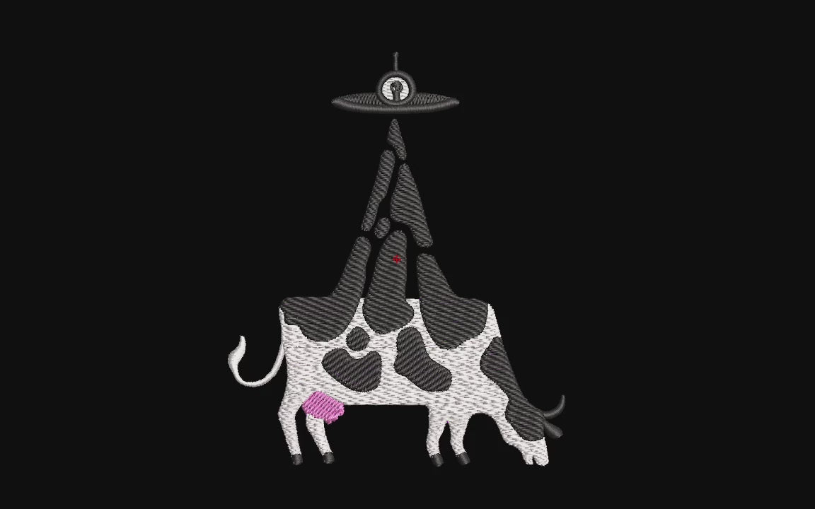 UFO Abducting Cow Machine Embroidery Design