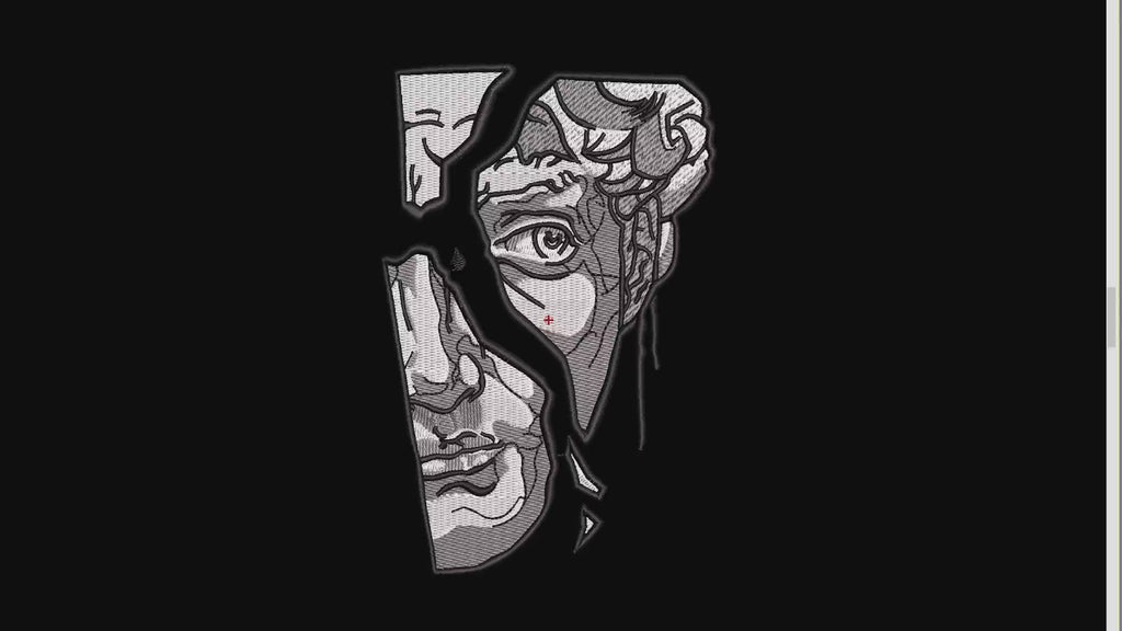 Broken Statue V Shape Machine Embroidery Design